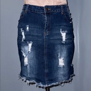 Wax Jeans Distressed Denim Mini Skirt – Size 2XL